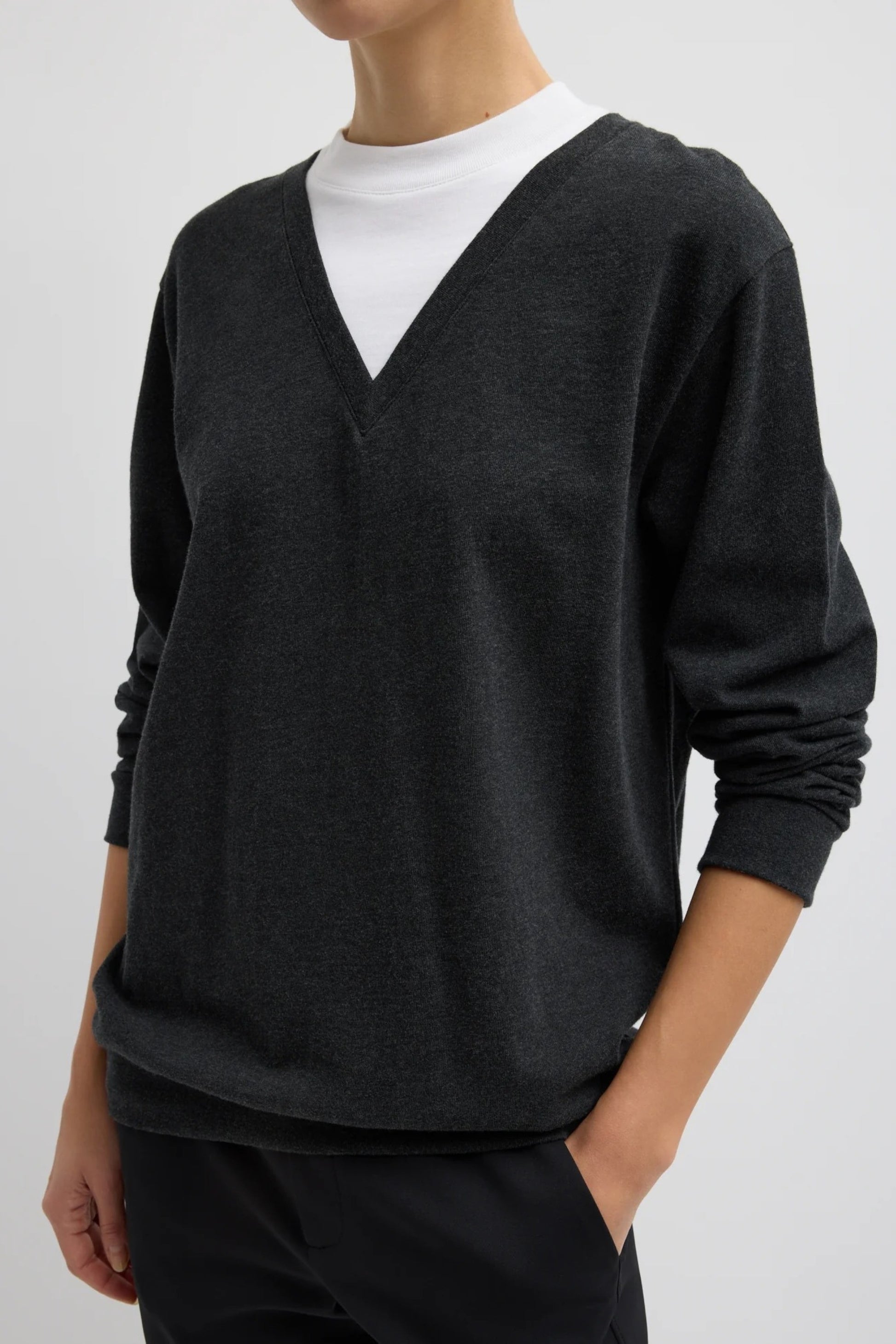 Maglione Trompe L'Oeil grigio/bianco Tibi - Anita Hass