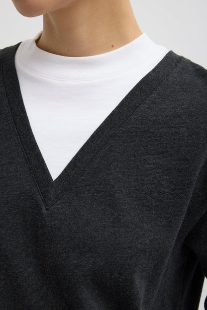 Maglione Trompe L'Oeil grigio/bianco Tibi - Anita Hass