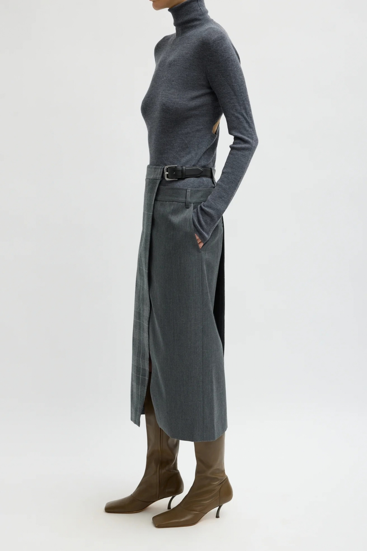 Rock Wool Plaid in Grau Tibi