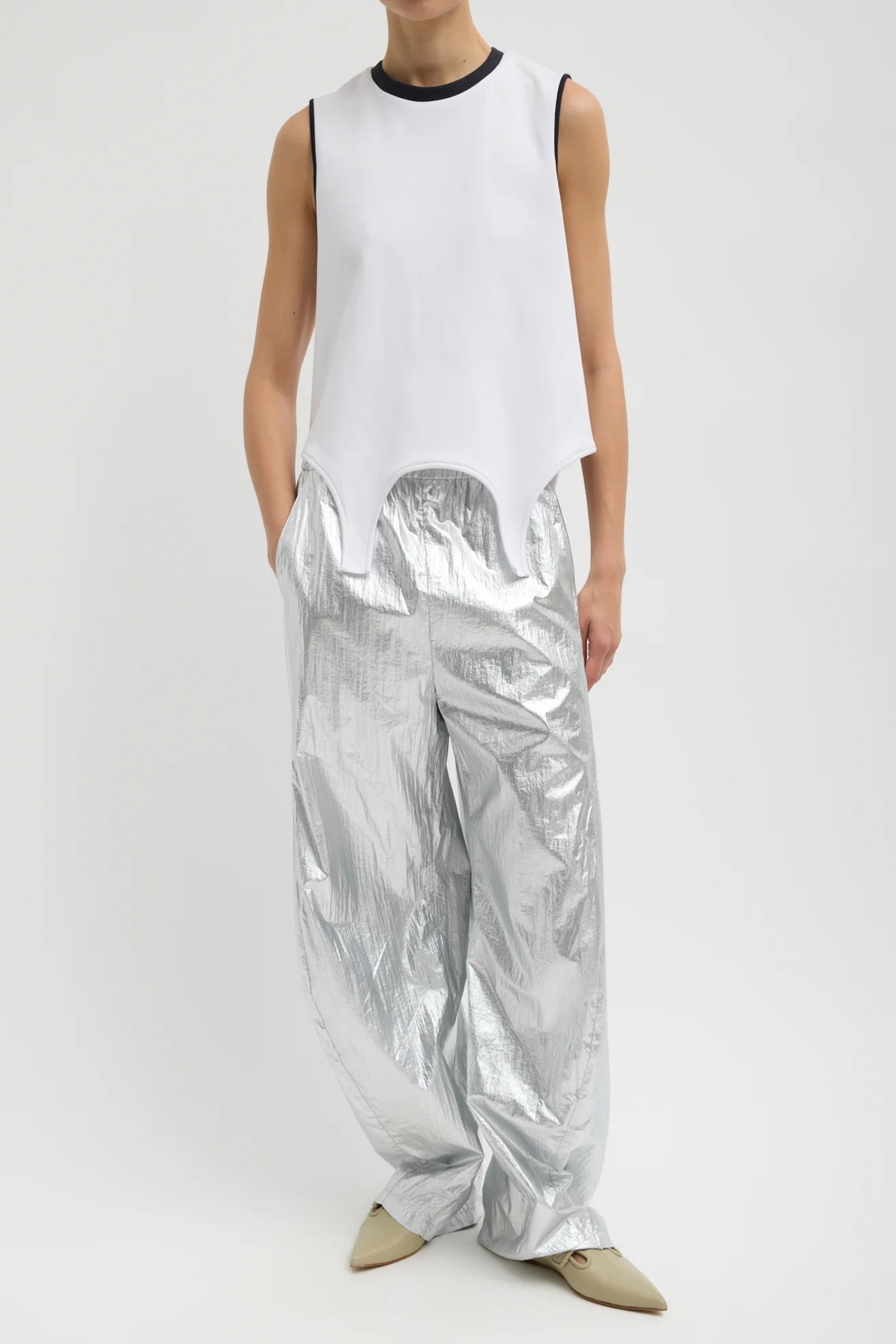 Active Flip Knit Top in White by Tibi - Anita Hass
