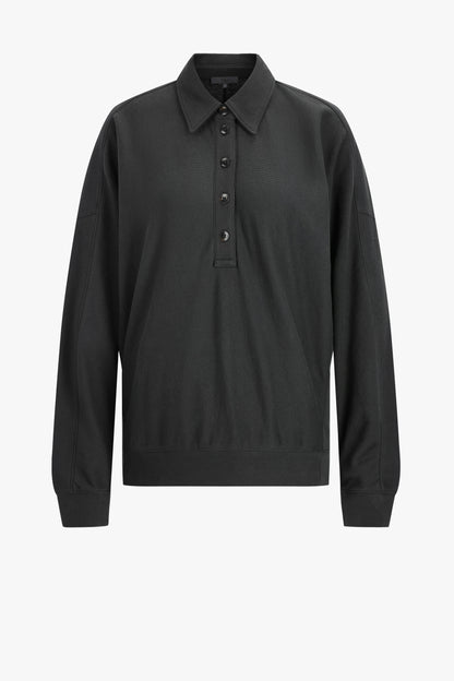 Lightweight Polo Sweatshirt in Black