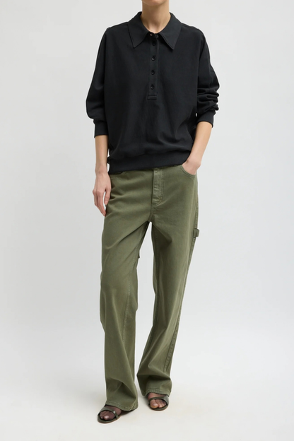 Sweatshirt Light Weight Polo in Schwarz Tibi