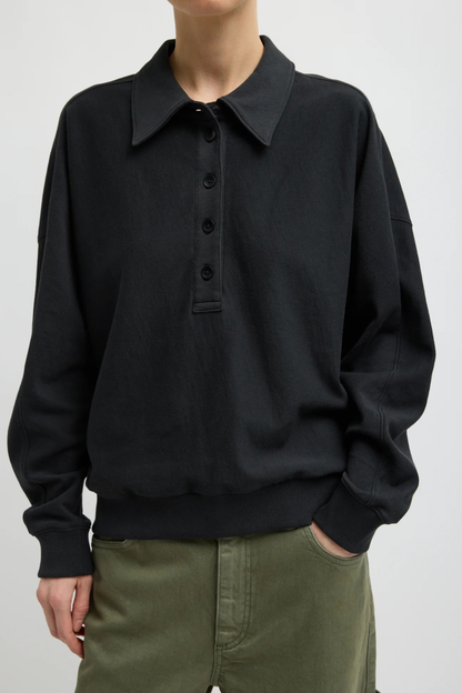 Sweatshirt Light Weight Polo in Schwarz Tibi