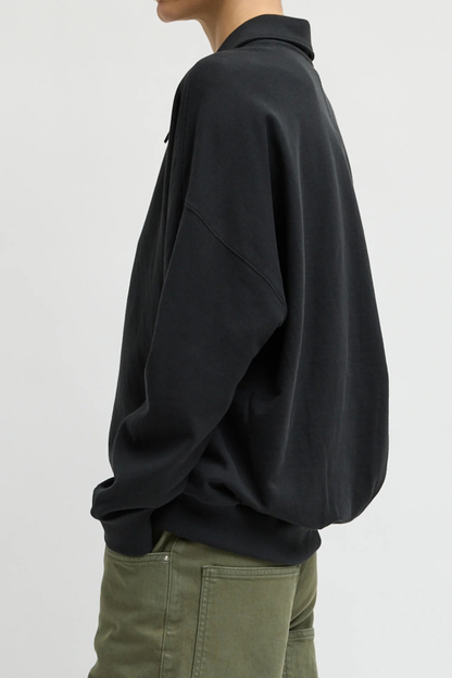 Sweatshirt Light Weight Polo in Schwarz Tibi