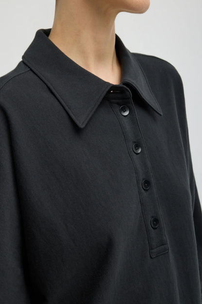 Sweatshirt Light Weight Polo in Schwarz Tibi