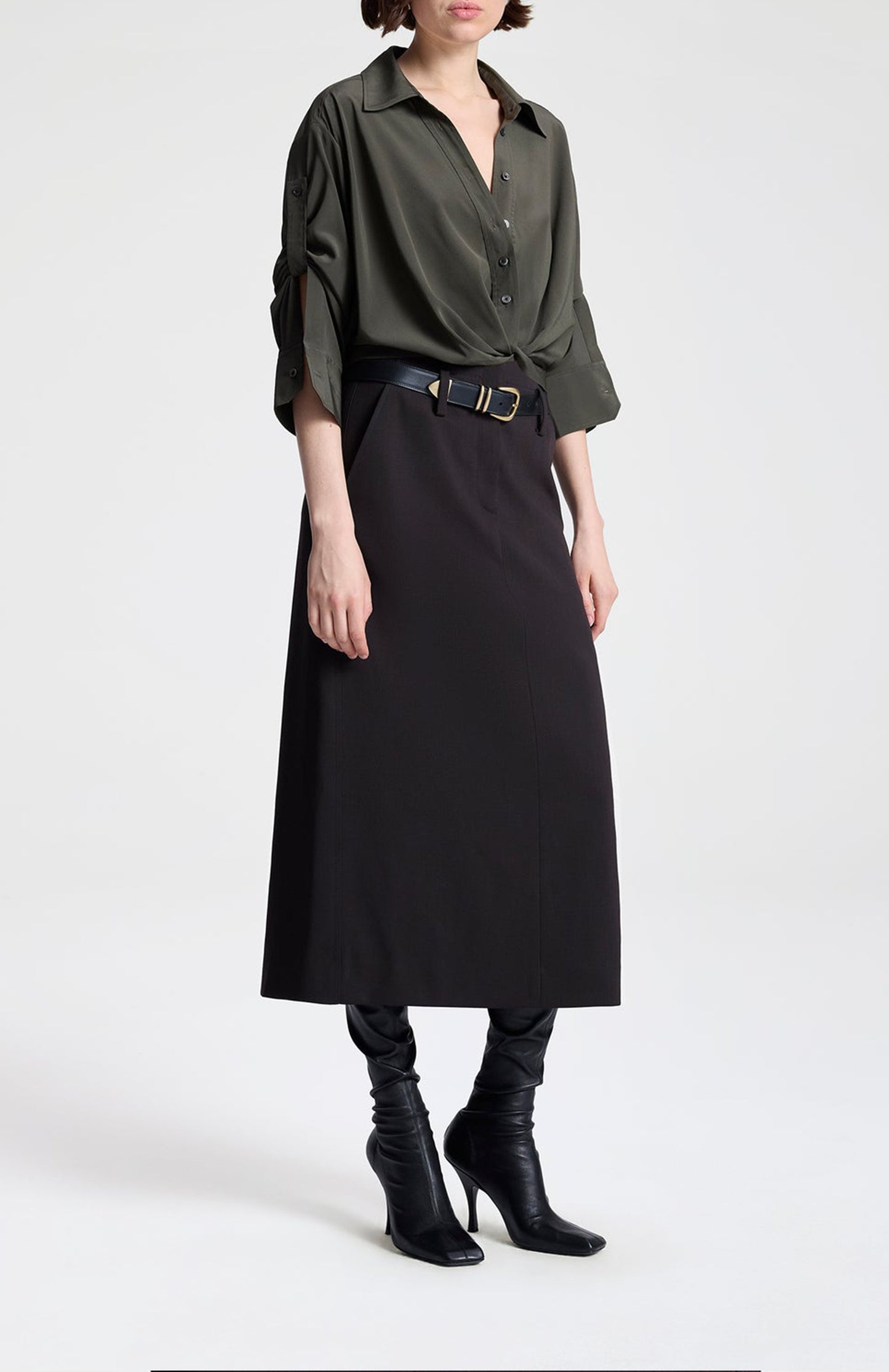 Bluse Leo Cropped in Olive BrownA.L.C. - Anita Hass