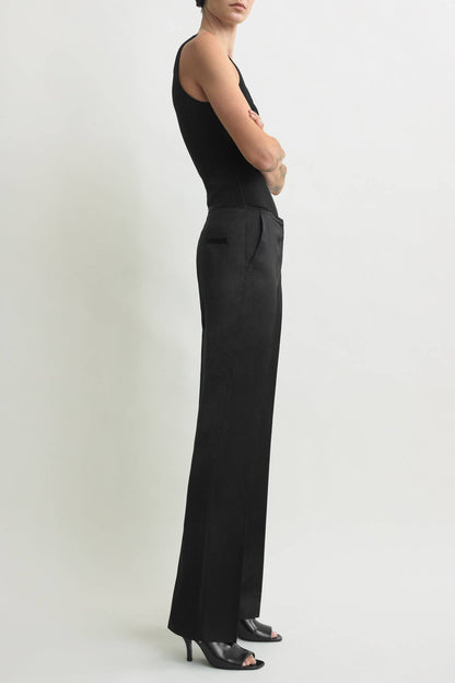 Easy Raw Edge Pants in Black by Toteme - Anita Hass
