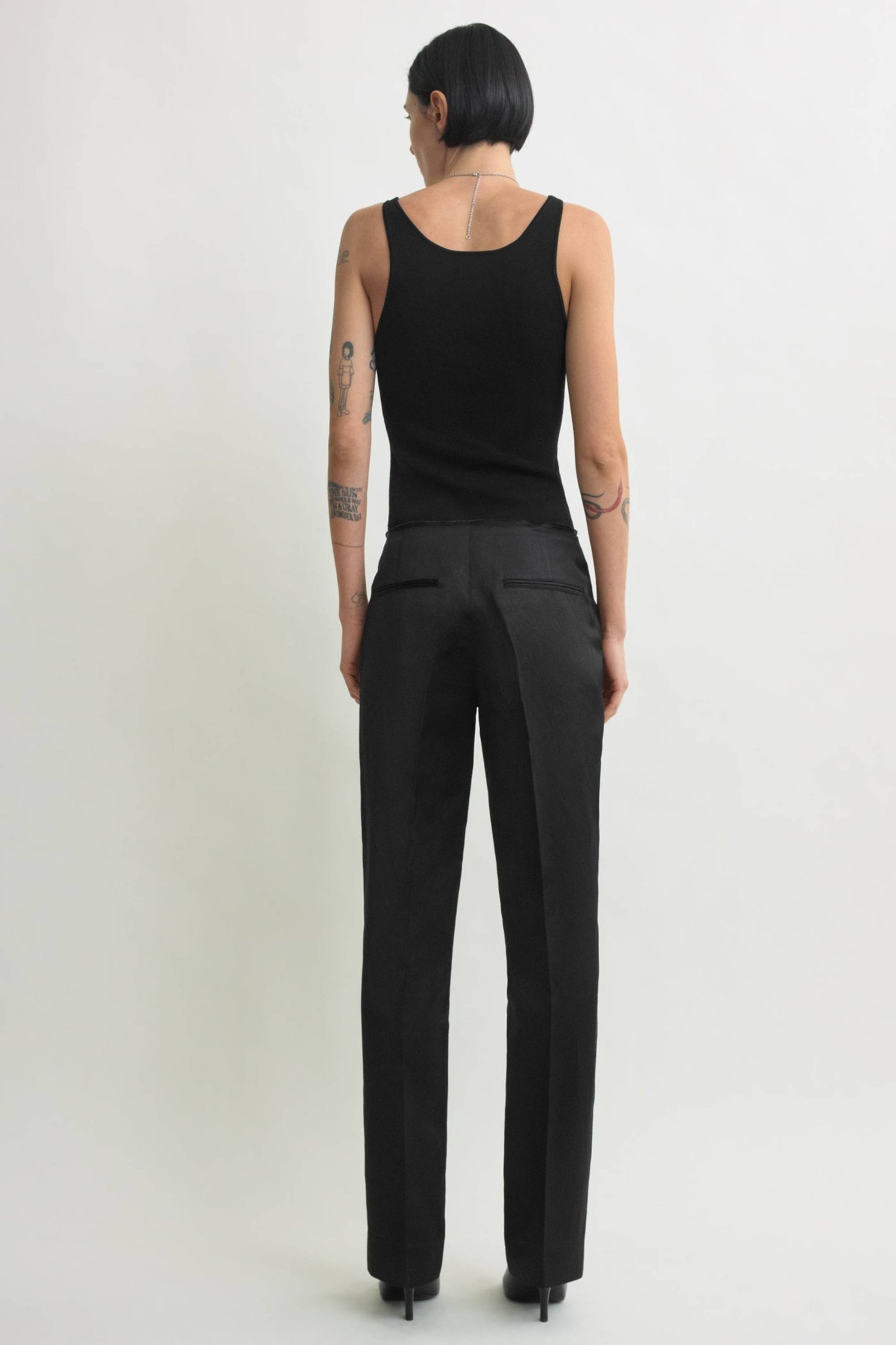 Easy Raw Edge Pants in Black by Toteme - Anita Hass