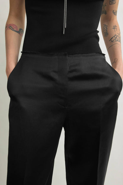 Easy Raw Edge Pants in Black by Toteme - Anita Hass