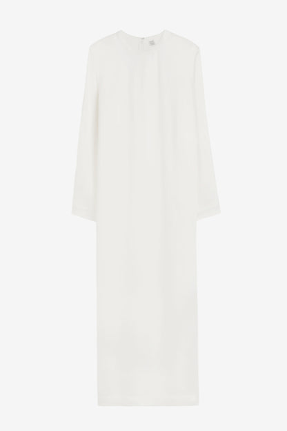 Long Satin Dress in White by Toteme - Anita Hass