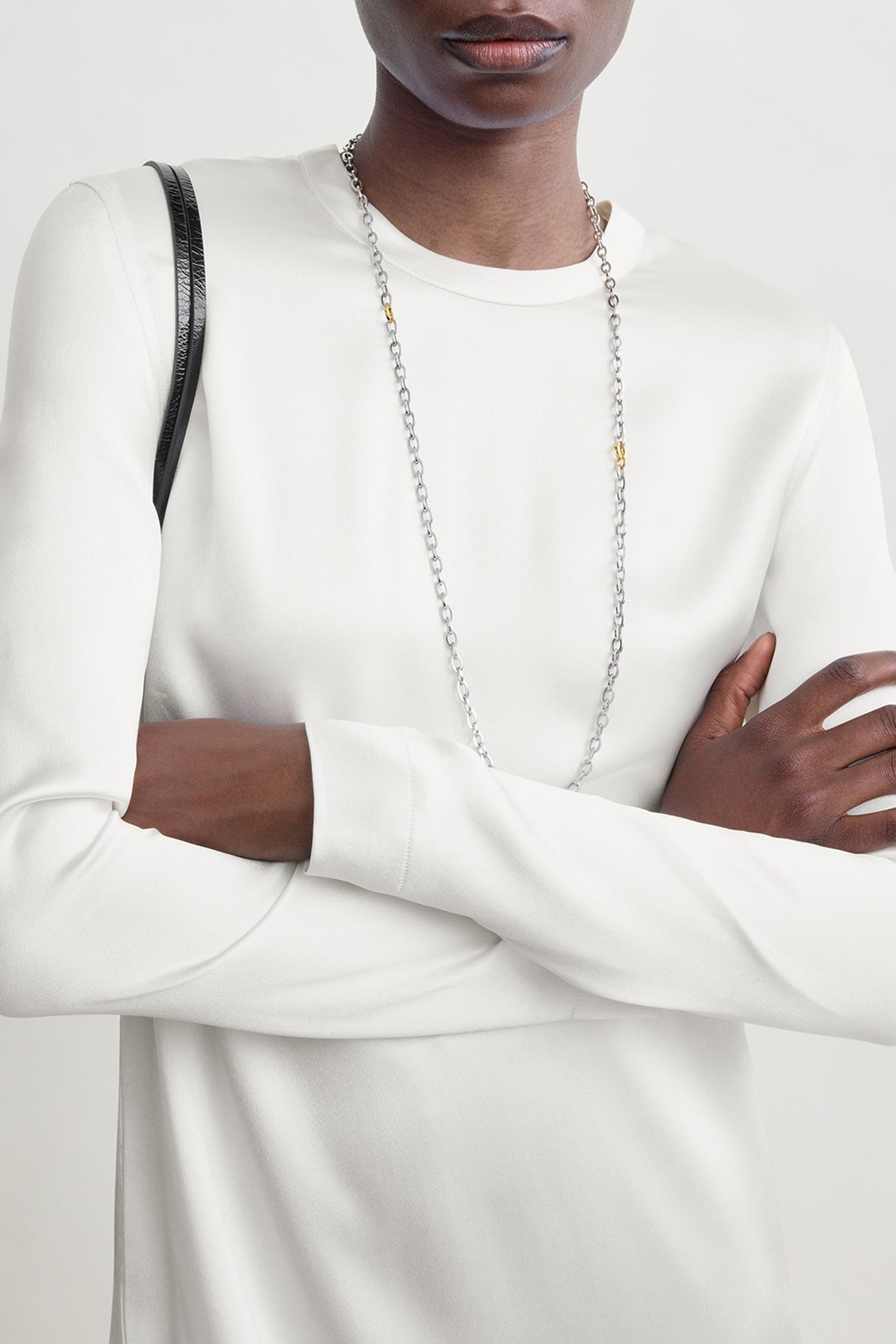 Long Satin Dress in White by Toteme - Anita Hass