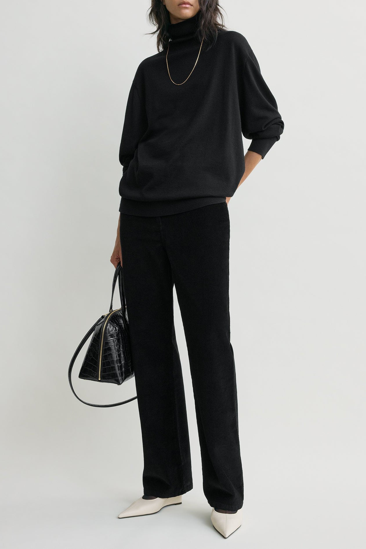 Straight-Leg Cord Pants in Black by Toteme - Anita Hass