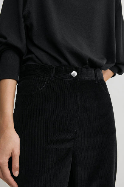 Straight-Leg Cord Pants in Black by Toteme - Anita Hass
