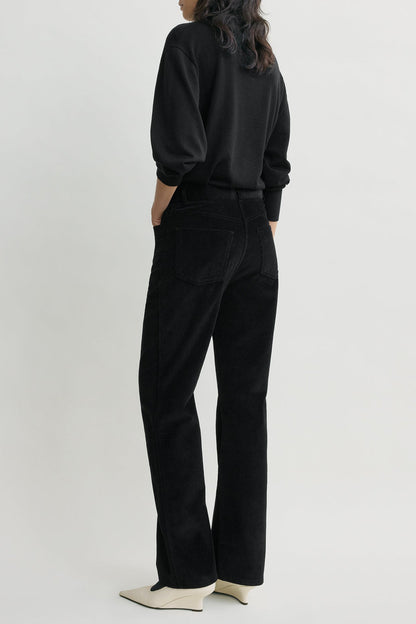 Straight-Leg Cord Pants in Black by Toteme - Anita Hass