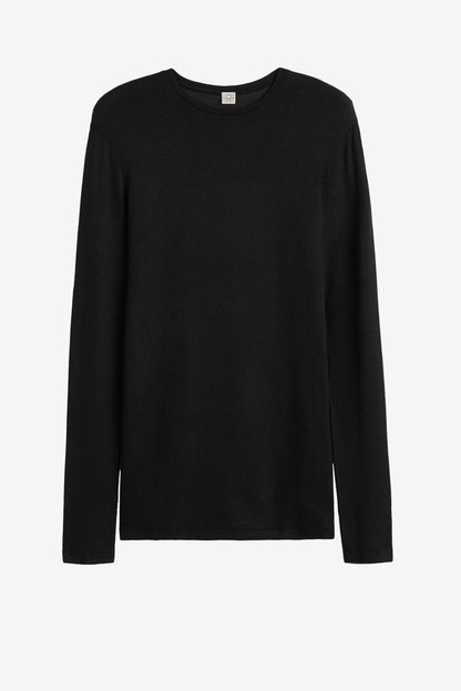 Core Long-Sleeve Shirt in Black by Toteme - Anita Hass