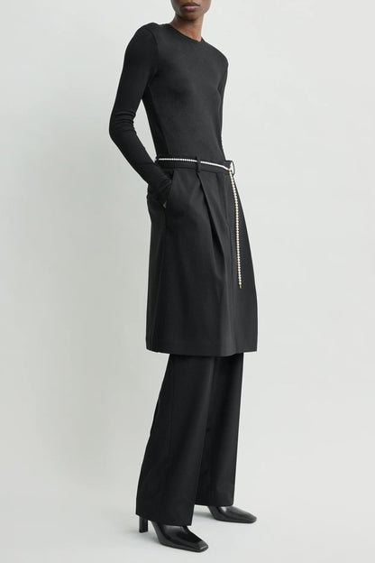Core Long-Sleeve Shirt in Black by Toteme - Anita Hass