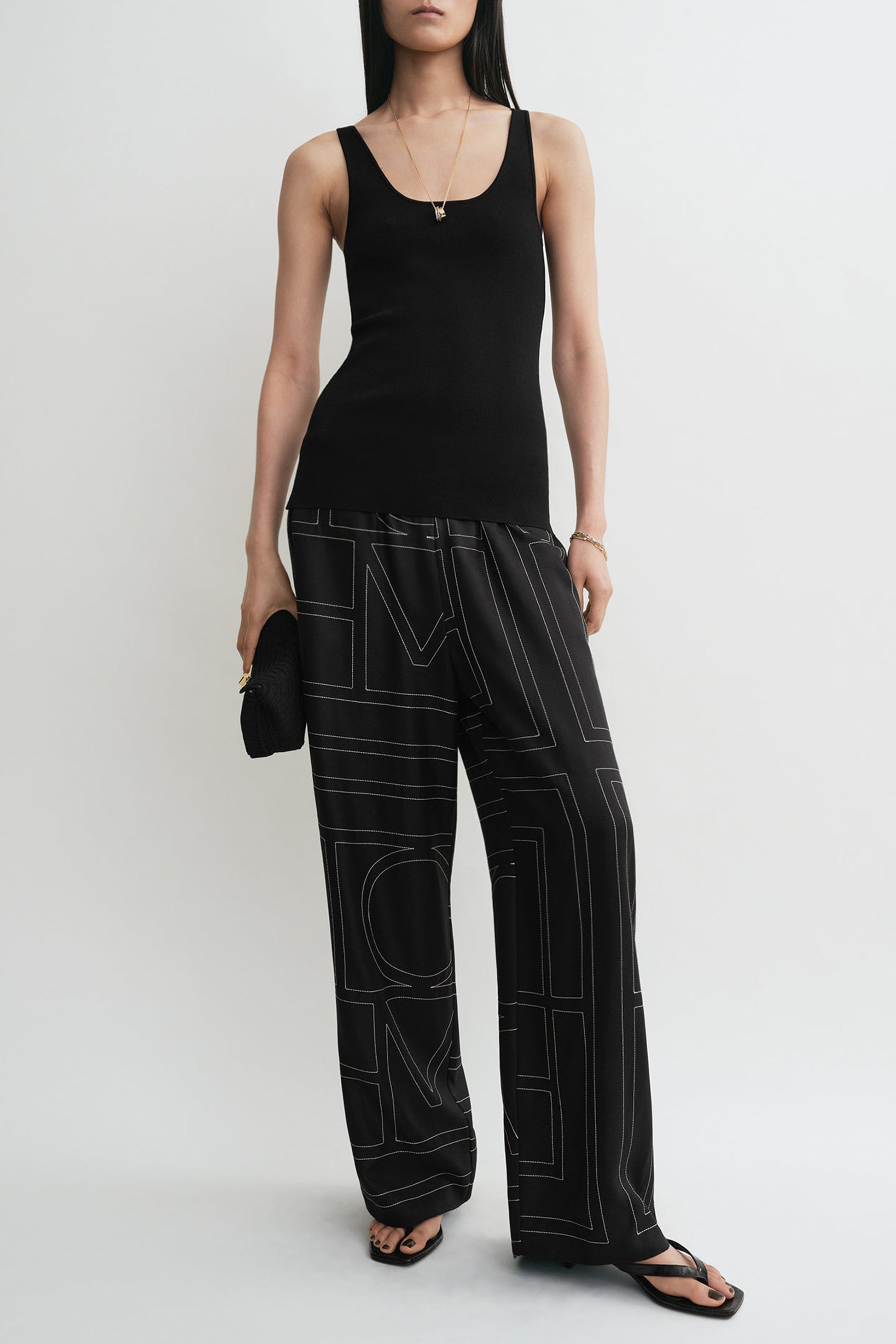 Seidenhose Monogram PJ in Schwarz Toteme