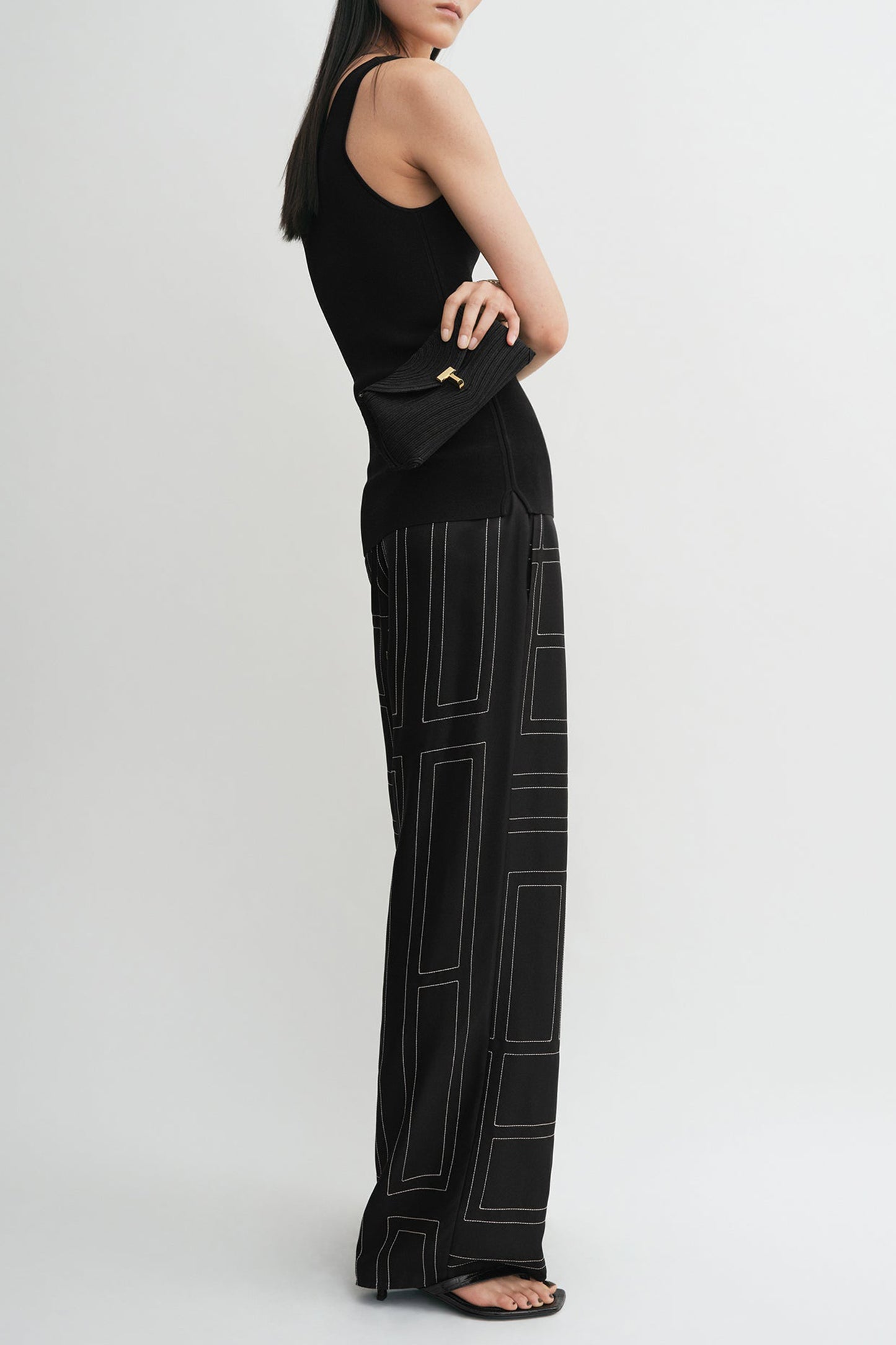 Seidenhose Monogram PJ in Schwarz Toteme