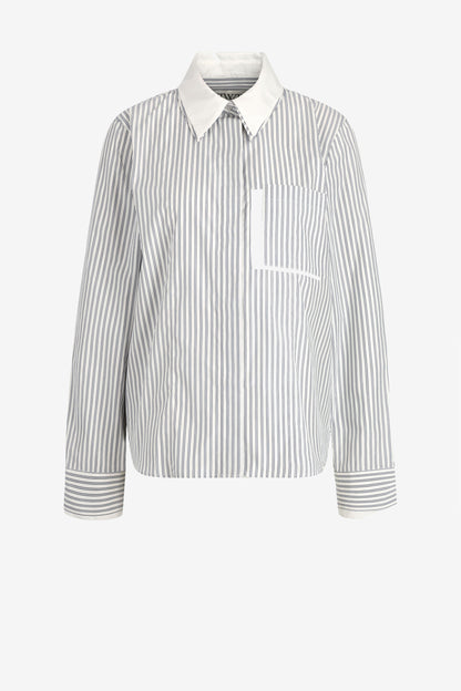 Bluse Double Layer Boyfriend in Weiß/Navy TWP Clothing