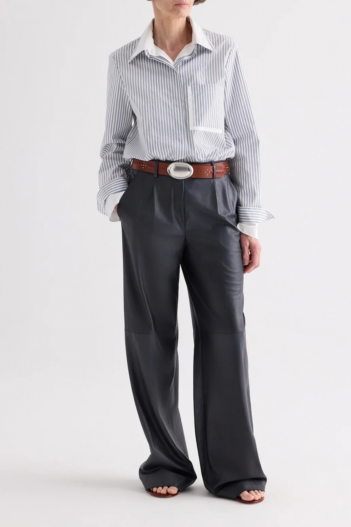 Bluse Double Layer Boyfriend in Weiß/Navy TWP Clothing