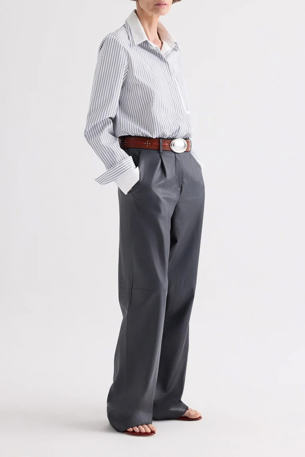 Bluse Double Layer Boyfriend in Weiß/Navy TWP Clothing