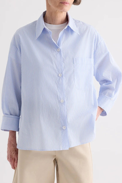 Bluse Newest Earl in White/Blue TWP Clothing