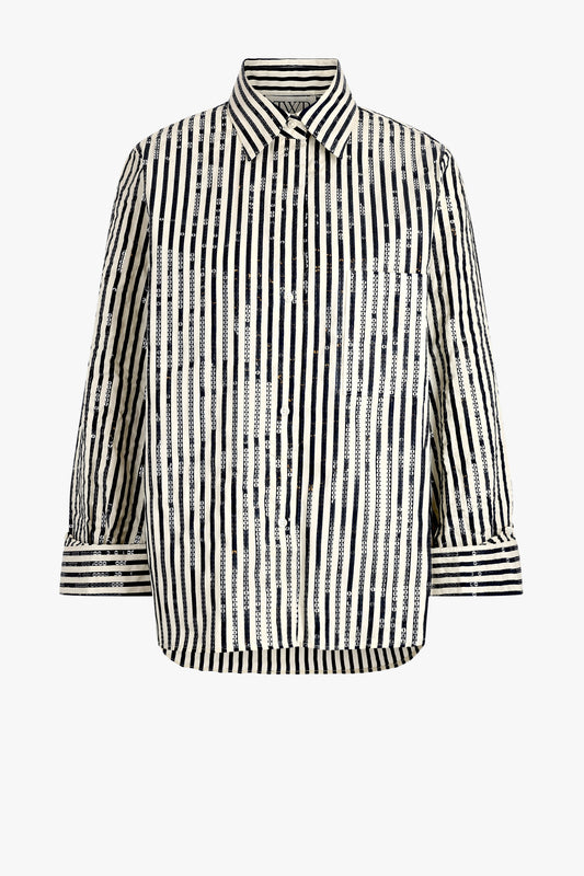 Bluse Next Morning in Indigo/White TWP Clothing