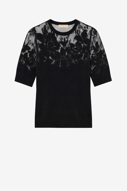 Pull en maille Ella Lace, couleur Noir