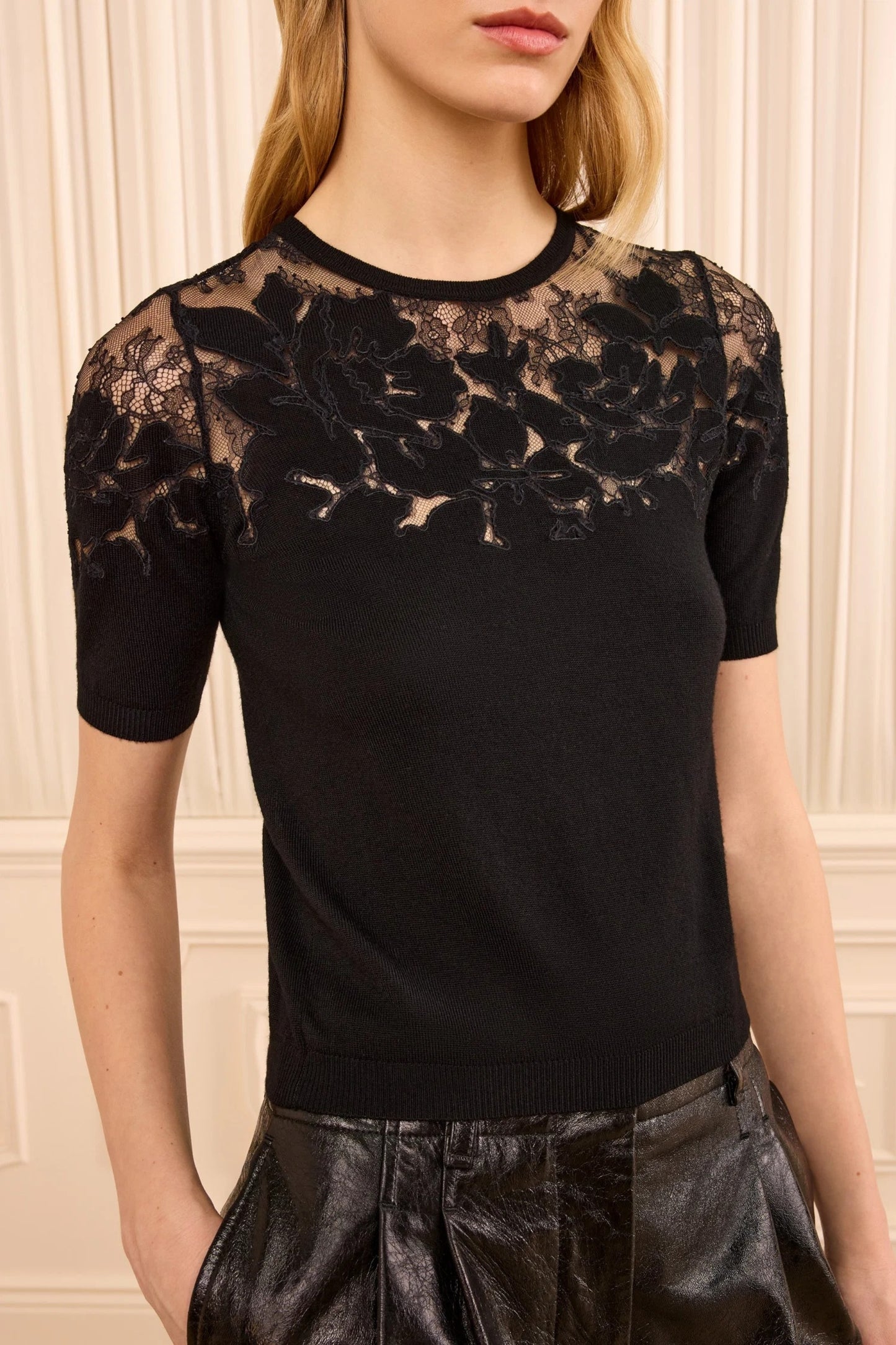 Pull en maille Ella Lace, couleur Noir