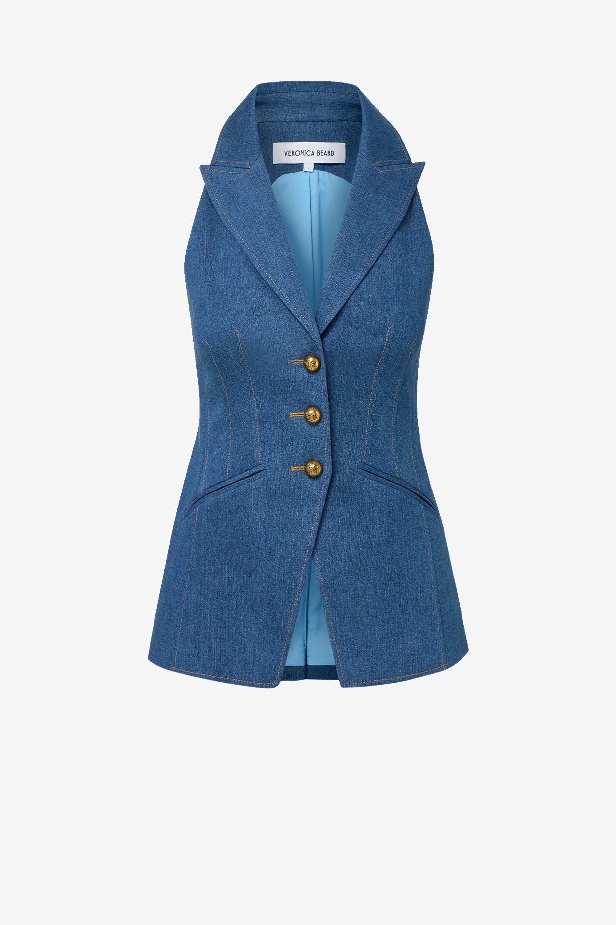 Costa Denim Vest in Cosmo by Veronica Beard - Anita Hass