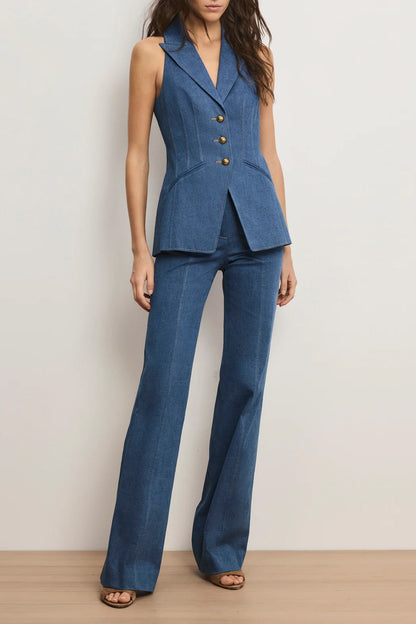 Costa Denim Vest in Cosmo by Veronica Beard - Anita Hass