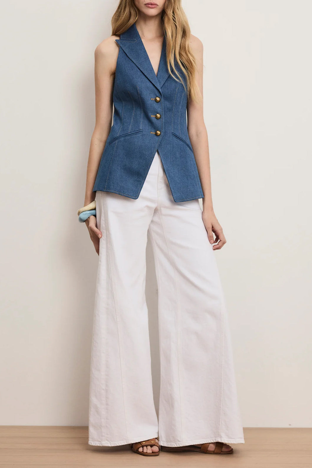 Costa Denim Vest in Cosmo by Veronica Beard - Anita Hass