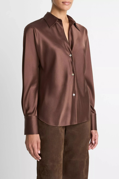 Bluse Bias Silk in Espresso Vince