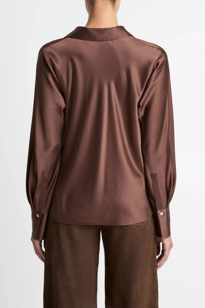 Bluse Bias Silk in Espresso Vince