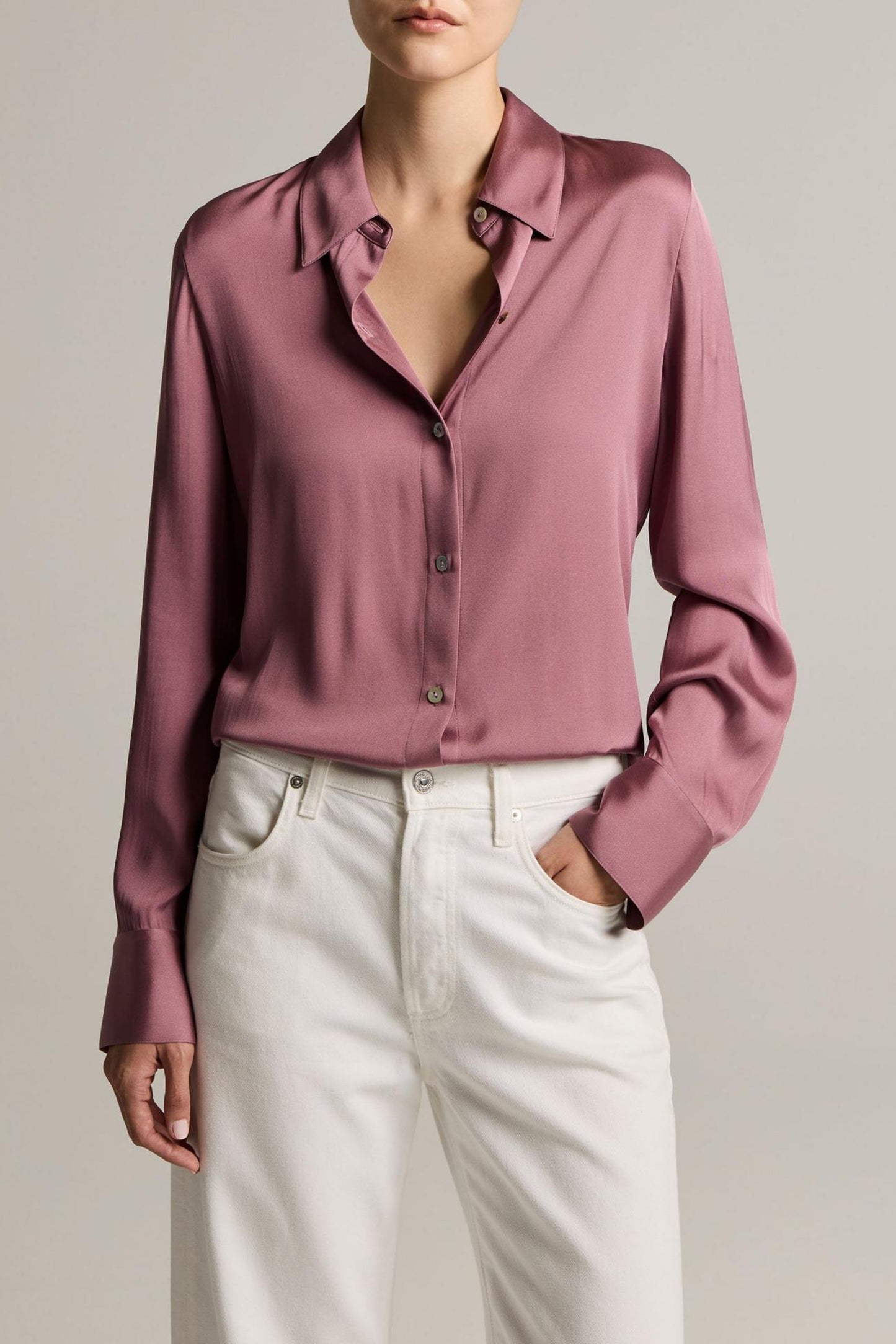Bluse Slim Fit in Dusty Peony Vince