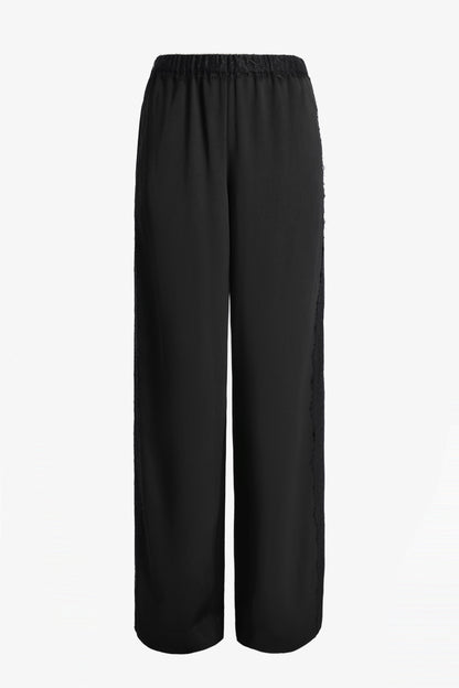 Lace-Trimmed Pants in Black