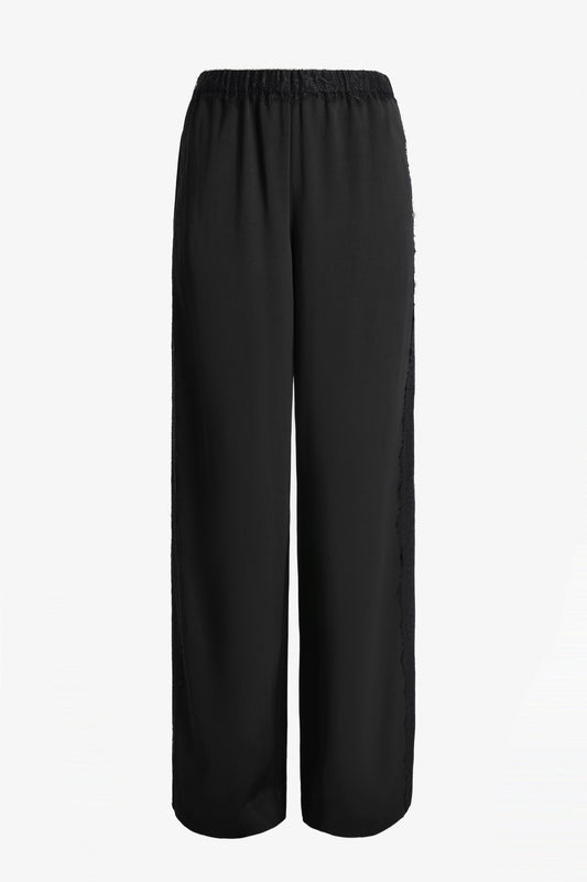 Lace-Trimmed Pants in Black