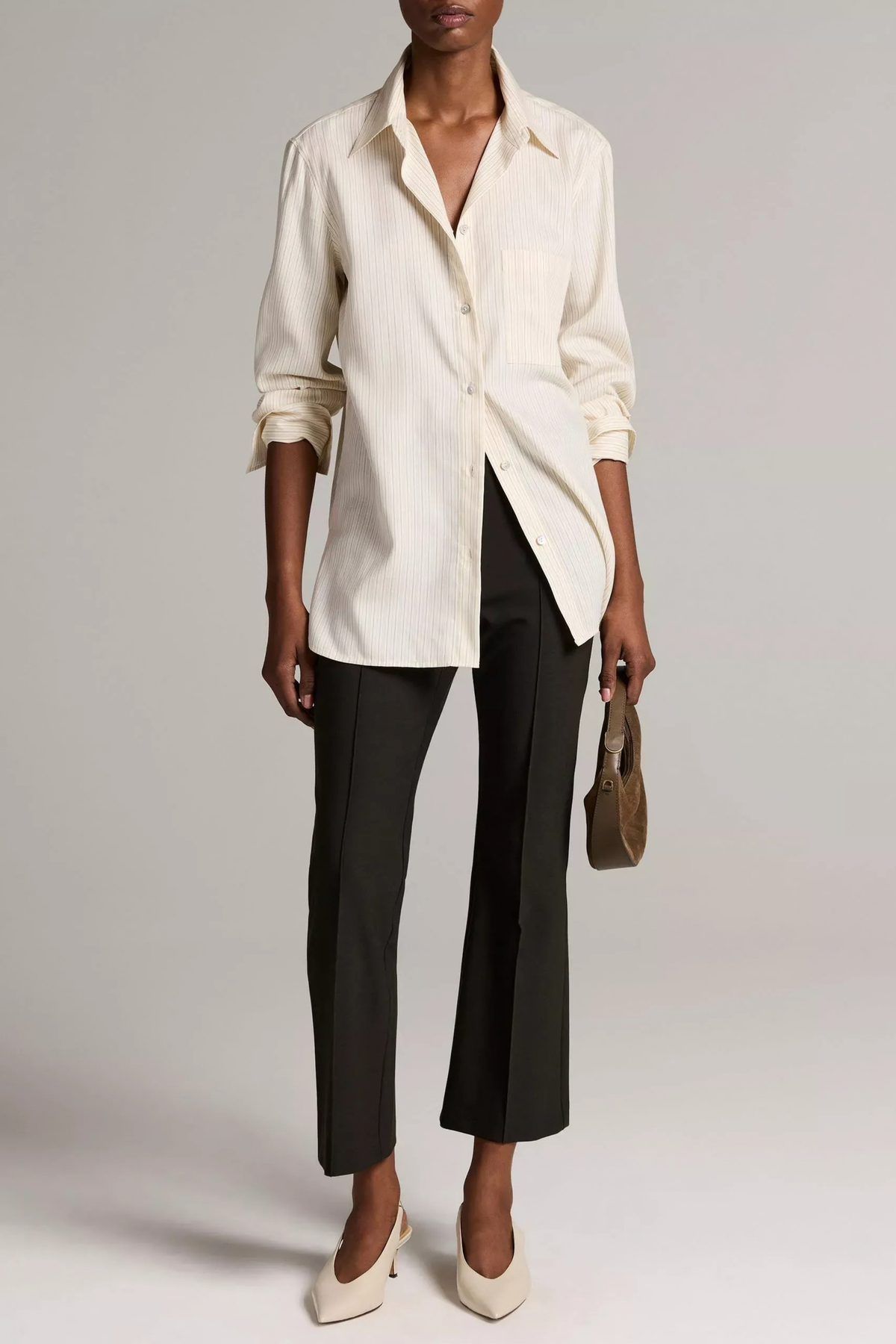 Hose Niki Crop Flare in Deep Forest Vince