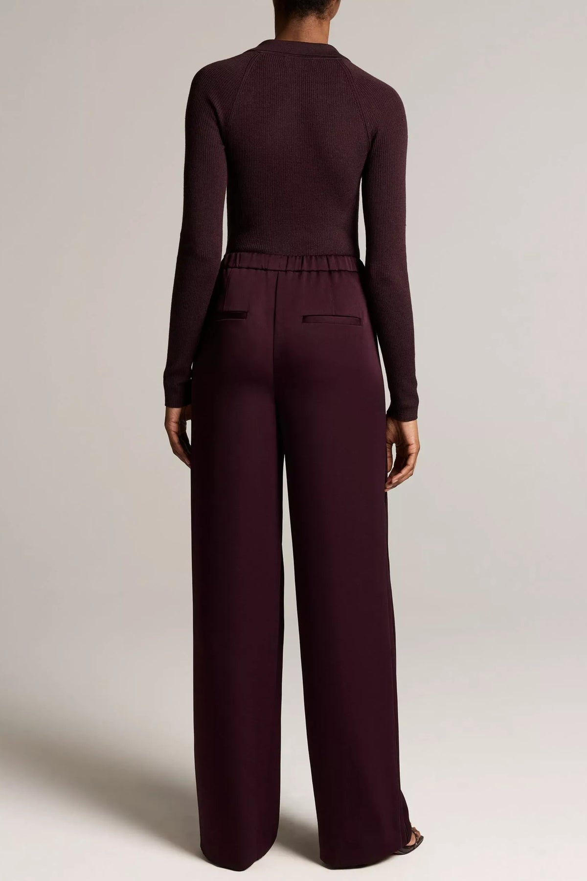 Satin Drawstring Pants in Blackberry