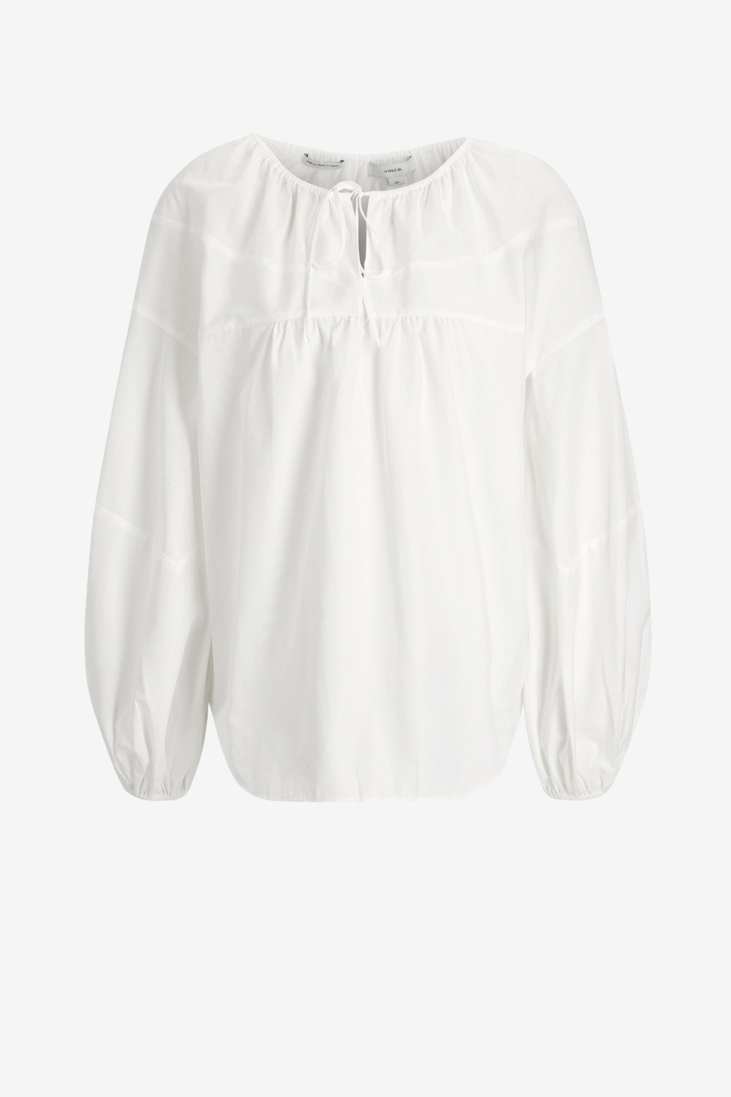 Long-Sleeve Shirred Top in Optic White by Vince - Anita Hass