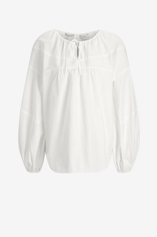 Long-Sleeve Shirred Top in Optic White by Vince - Anita Hass