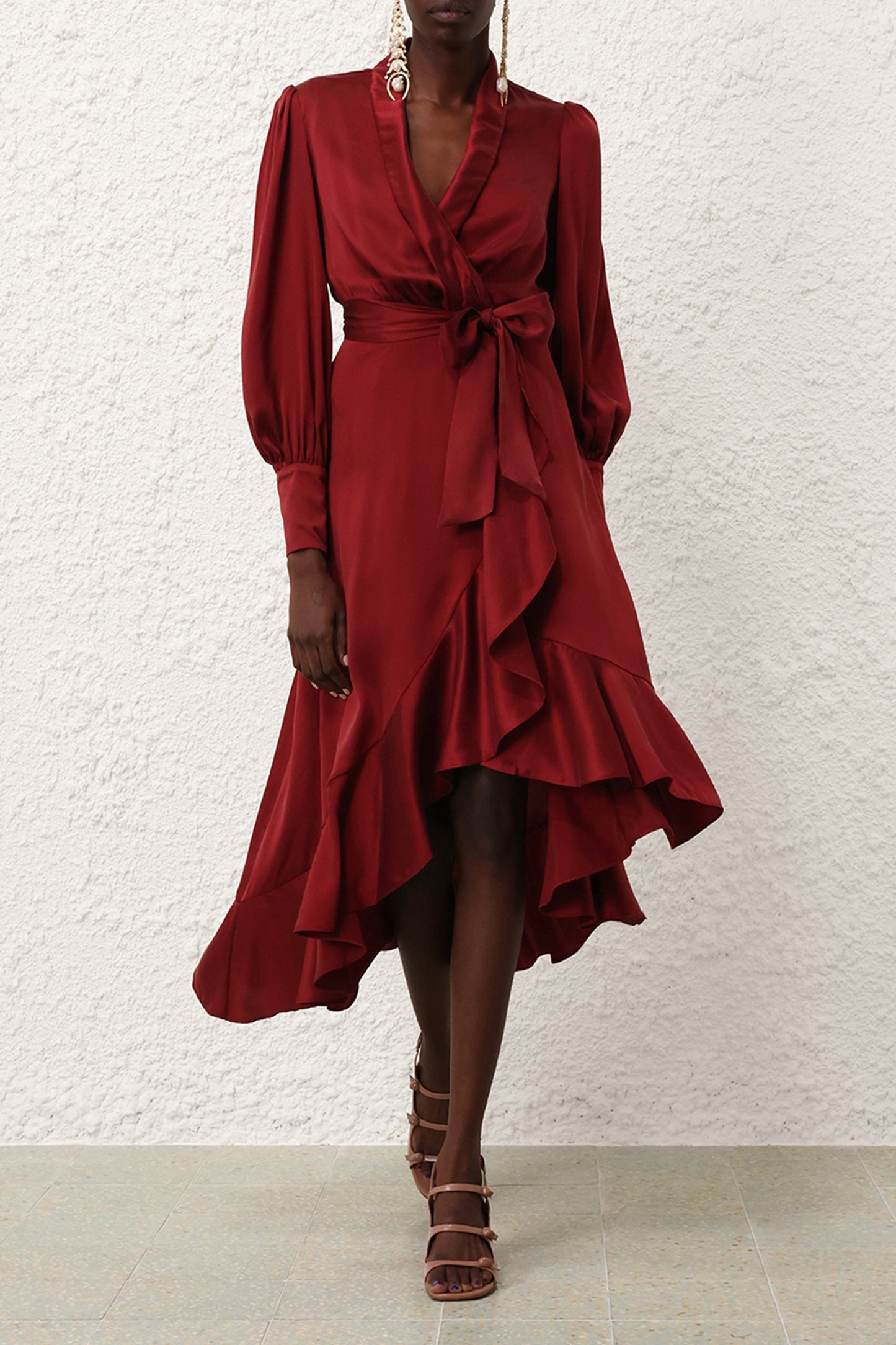 Kleid Silk Wrap Midi in BurgundyZimmermann - Anita Hass