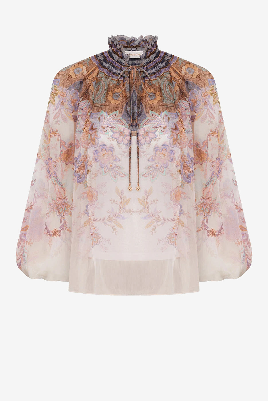 Blusa Luna Billow en azul crema con estampado de paisley de Zimmermann - Anita Hass