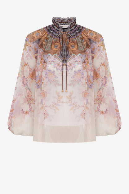 Blusa Luna Billow en azul crema con estampado de paisley de Zimmermann - Anita Hass