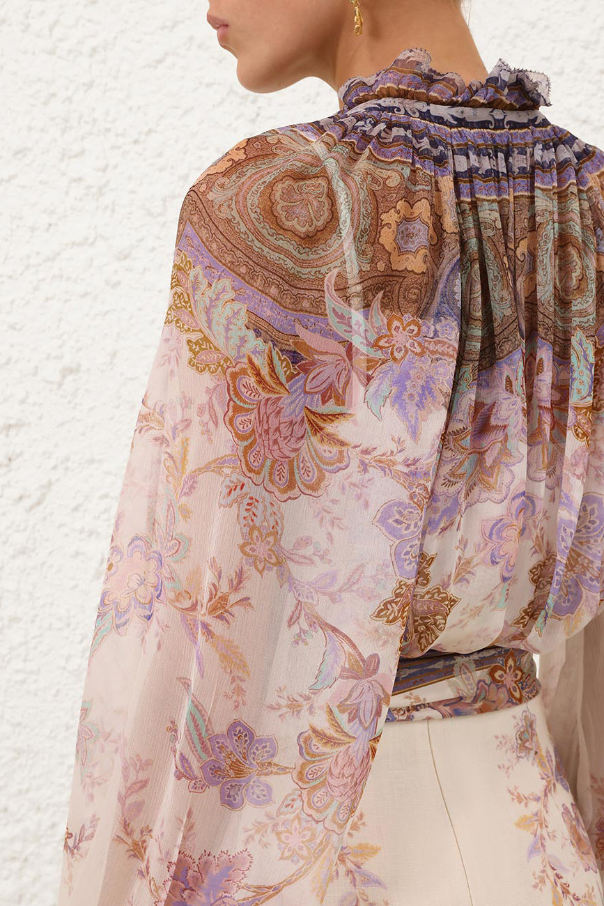 Blusa Luna Billow en azul crema con estampado de paisley de Zimmermann - Anita Hass