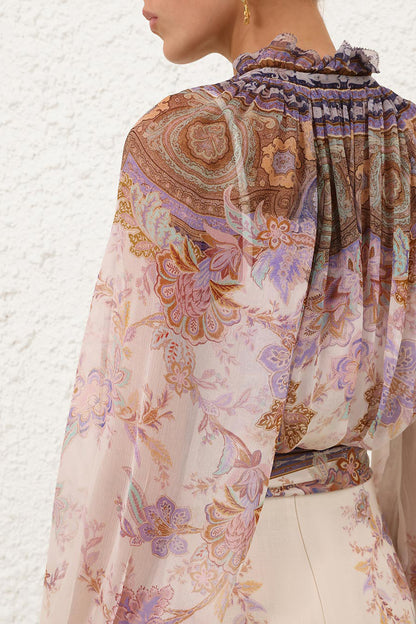 Blusa Luna Billow en azul crema con estampado de paisley de Zimmermann - Anita Hass