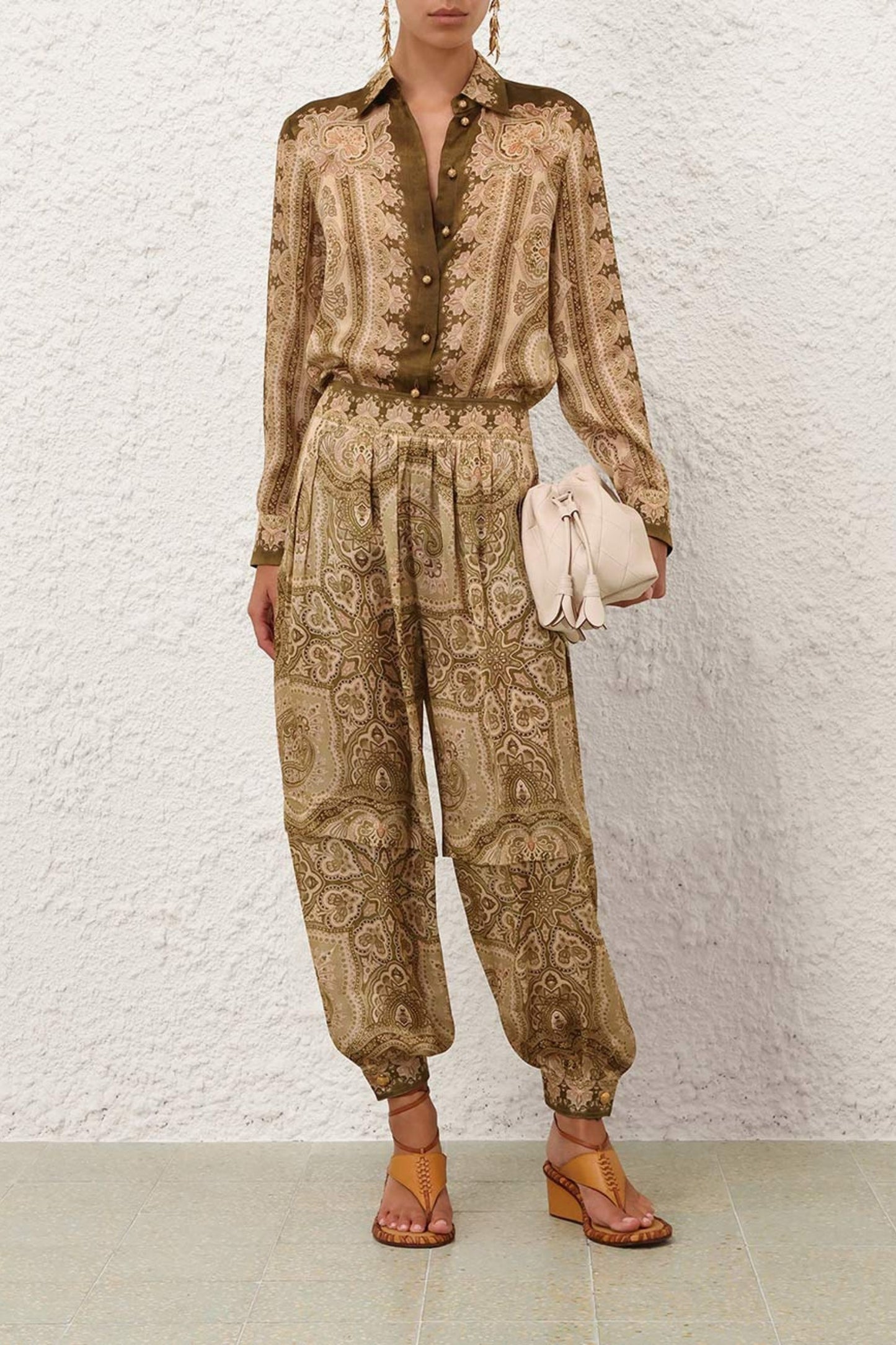 Luna哈伦裤，橄榄色Perla Paisley Zimmermann - Anita Hass