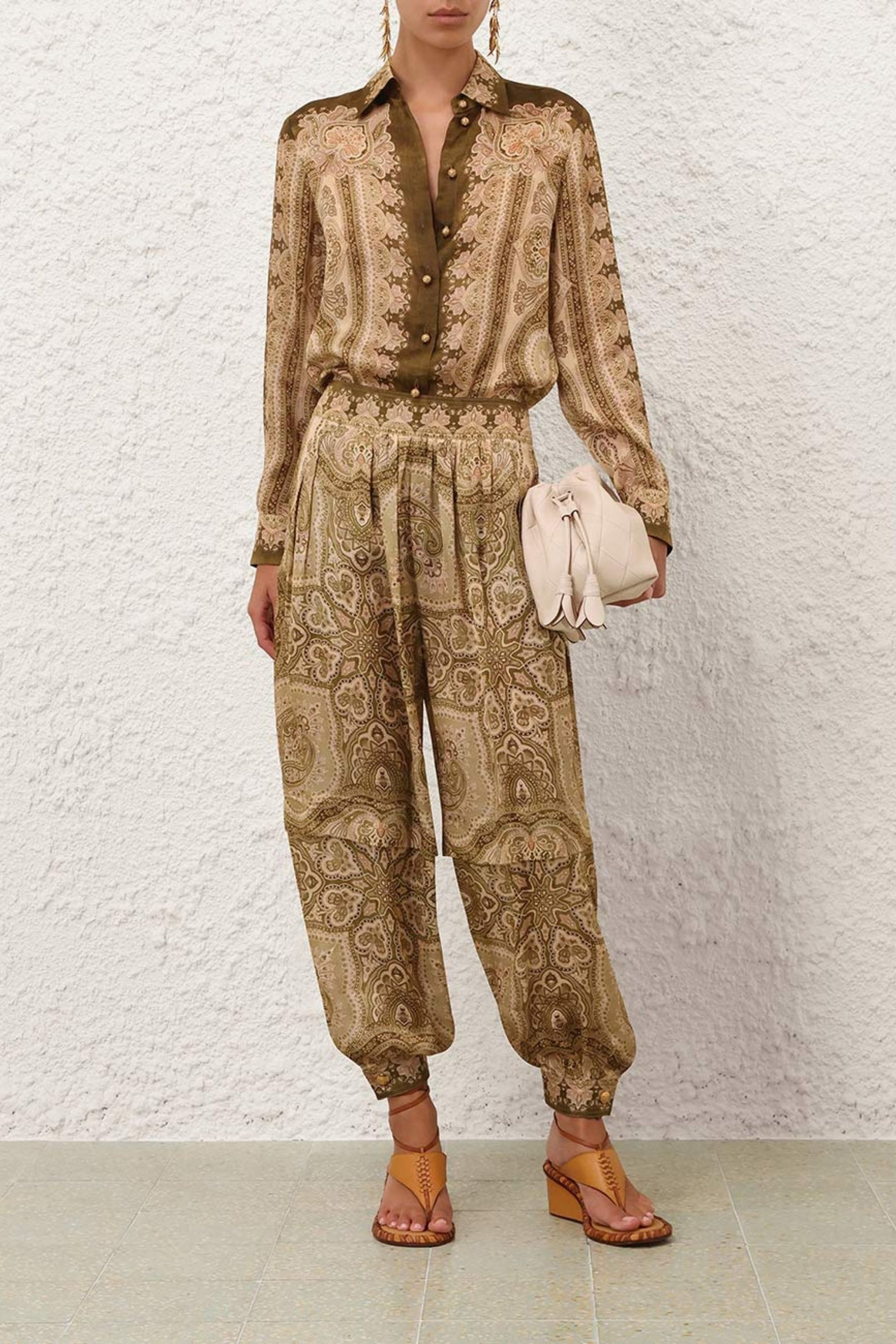 Luna哈伦裤，橄榄色Perla Paisley Zimmermann - Anita Hass