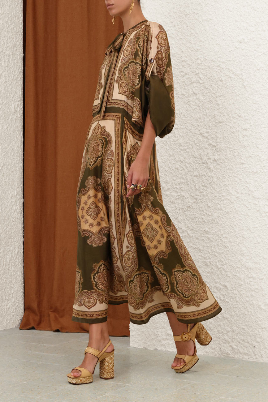 Mahon Dress in Olive Paisley