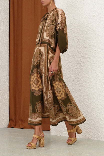Mahon Dress in Olive Paisley